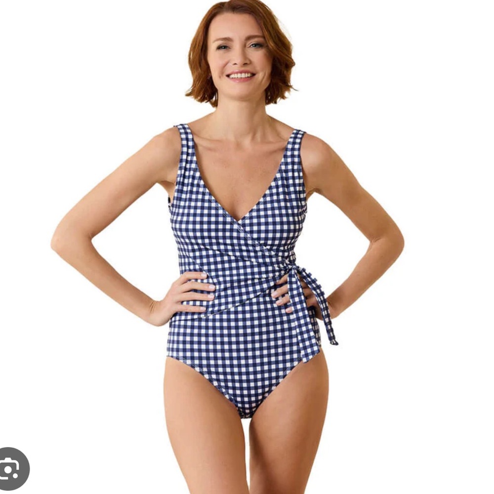 NWOT Tommy bahama Gingham Wrap Front one piece swimsuit